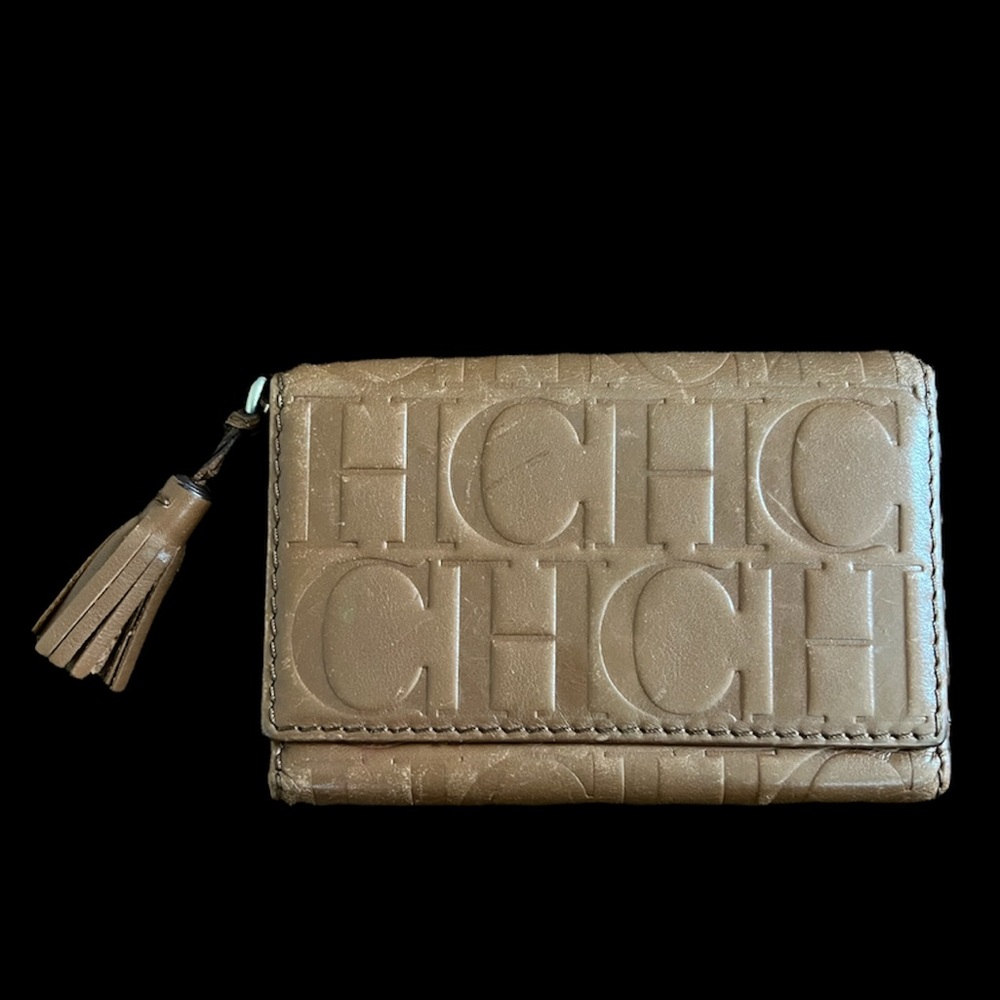 CAROLINA HERRERA CHCH brown leather fold wallet
